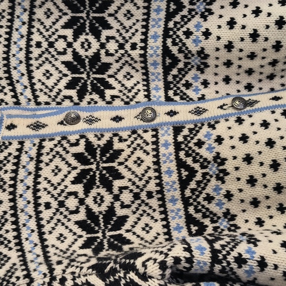 L.L. Bean Cream and Black Blue Nordic Fair Isle 100% Lambswool Cardigan Sz XL Wo - Picture 10 of 17